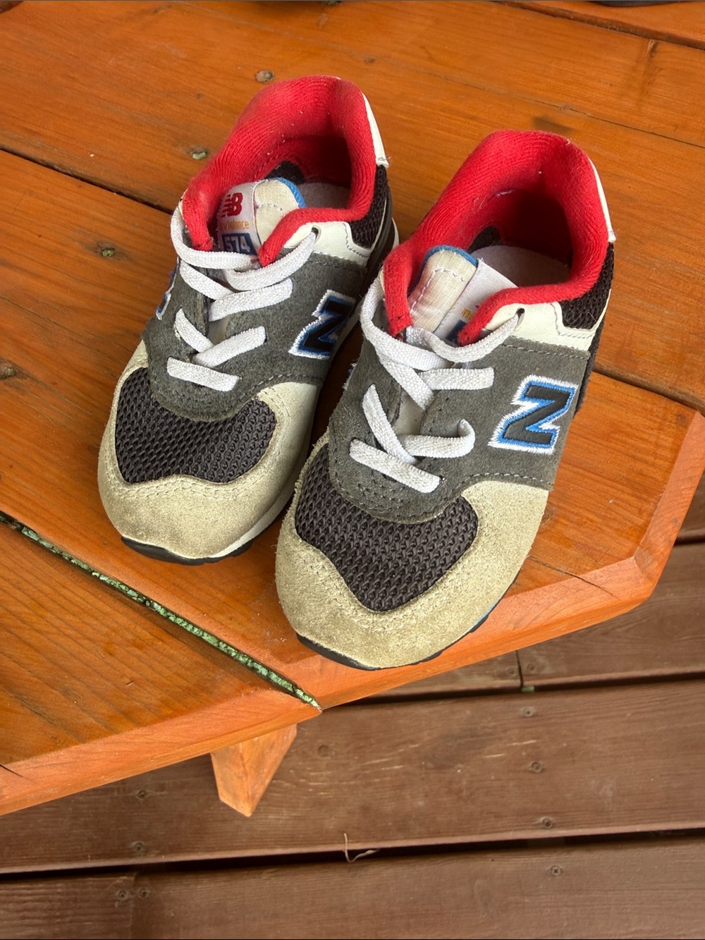 New Balance Kids Grey, Black & Red Athletic Sneakers
